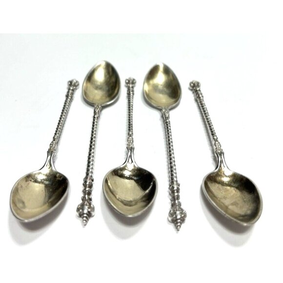 5 Spoons of V. Christensen Danish T800 Silver Spoons, 5pc Lot Antique - Picture 3 of 7